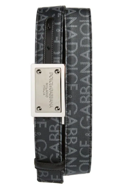 DOLCE & GABBANA DOLCE&GABBANA LOGO JACQUARD COATED CANVAS BELT