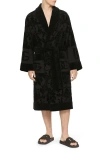Dolce & Gabbana Bath Robe In Terry Cotton Jacquard In Black