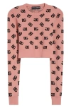 Dolce & Gabbana Crew Neck Cropped Knitwear In F0473 Rosa Polvere Scuro