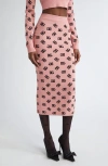 Dolce & Gabbana Pink Skirt With Pencil Design And All-over Printed Dg Logo In Viscose Blend Woman In Rosa Polvere Scuro