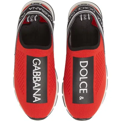 Dolce & Gabbana Dolce&gabbana Logo Knit Slip-on Sneaker In Red/black