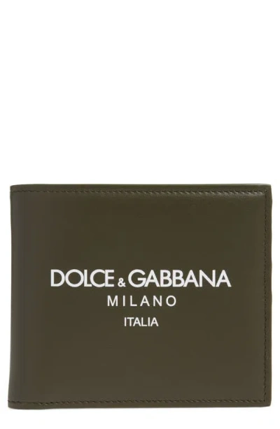 Dolce & Gabbana Dolce&gabbana Logo Leather Bifold Wallet In Green