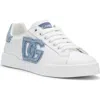 Dolce & Gabbana White Low-top Sneakers With Logo And Blue Tongue In White