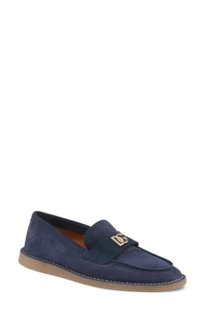 Dolce & Gabbana Dg Suede Loafers In Blue
