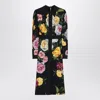 Dolce & Gabbana Multicolor Dress With Classic Collar And All-over Floral Print In Viscose Stretch Woman