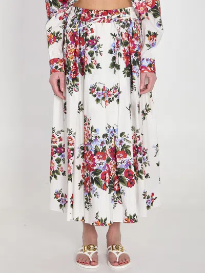 Dolce & Gabbana 'mazzo Di Fiori' Skirt In White