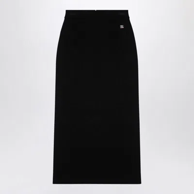 DOLCE & GABBANA DOLCE&GABBANA LONGUETTE SKIRT WITH DG PLAQUE