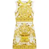 Dolce & Gabbana Majolica Cotton-blend Brocade Minidress In Mix Maiolica Giallo
