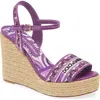 Dolce & Gabbana Violet Wedges With Logo Embroidery On The Front And All-over Majolica Motif In Purple