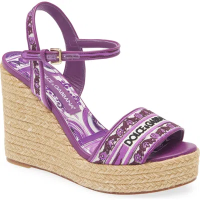 Dolce & Gabbana Dolce&gabbana Majolica Espadrille Wedge Sandal In Purple