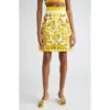 Dolce & Gabbana Majolica Print Brocade A-line Mini Skirt In Hg3tn Mix Maiolica Giallo