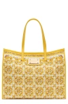 Dolce & Gabbana Yellow Majolica-print Canvas Large Tote Bag In Azulejos Giallo