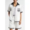 Dolce & Gabbana Short Sleeve Shirt With Contrast Collar And Graphic Print In White