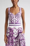 Dolce & Gabbana Dolce&gabbana Majolica Print Poplin Bustier Top In Purple