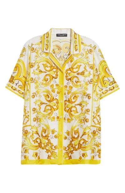 DOLCE & GABBANA DOLCE&GABBANA MAJOLICA PRINT SILK BUTTON-UP SHIRT