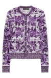 Dolce & Gabbana Majolica Print Cardigan Sweaters And Cardigans Multicolor In Purple