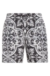 Dolce & Gabbana Majolica-print Canvas Medium Boxer Shorts In Black