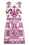 Dolce & Gabbana Maiolica Brocade Dress In Purple