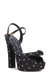 Dolce & Gabbana Keira Embellished Polka-dot Satin Sandals In Nero