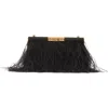 Dolce & Gabbana Dolce&gabbana Marlene Feather Trim Shoulder Bag In 8b956 Nero/nero