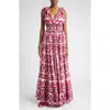Dolce & Gabbana Women's Maiolica Print Poplin Maxi Dress In Tris Maioliche Fuxia