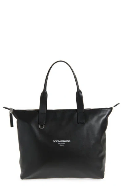 Dolce & Gabbana Dolce&gabbana Medium Adamo Leather Shopper In 80999 Nero