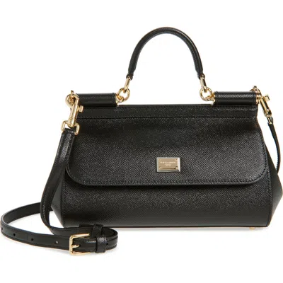 Dolce & Gabbana Dolce&gabbana Medium Sicily Leather Top Handle Bag In Black
