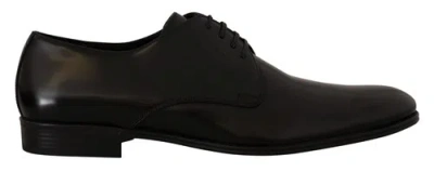Pre-owned Dolce & Gabbana Dolce&gabbana Men Black Derby Shoes 100% Leather Solid Lace Up Classic Booties