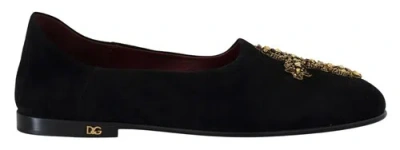 Pre-owned Dolce & Gabbana Dolce&gabbana Men Black Loafers Suede Leather Sequined Cross Flat Slip On Shoes