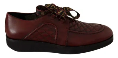 Pre-owned Dolce & Gabbana Dolce&gabbana Men Bordeaux Derby Shoes 100% Leather Lace Up Formal Booties Eu 43 In Red