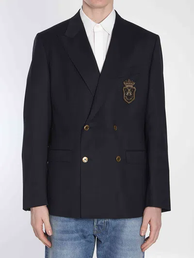 DOLCE & GABBANA DOLCE&GABBANA MEN DOUBLE-BREASTED JACKET WITH PATCH