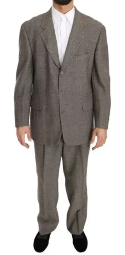 Pre-owned Dolce & Gabbana Dolce&gabbana Men Gray Suit 100% Wool Solid Oversized Three Buttons Blazer Pants