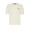 Dolce & Gabbana White T-shirt With Crew Neck And Applied Logo Plate On The Chest In Cotton Man