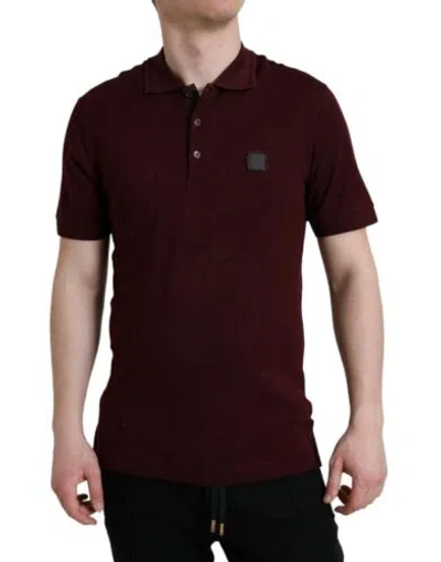 Pre-owned Dolce & Gabbana Dolce&gabbana Men Maroon T-shirt Cotton Blend Solid Short Sleeve Casual Polo Top In Red