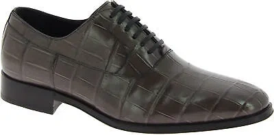 Pre-owned Dolce & Gabbana Dolce&gabbana Men's Oxford Shoes In Gray Crocodile Leather Size Us 11 - Eu 44