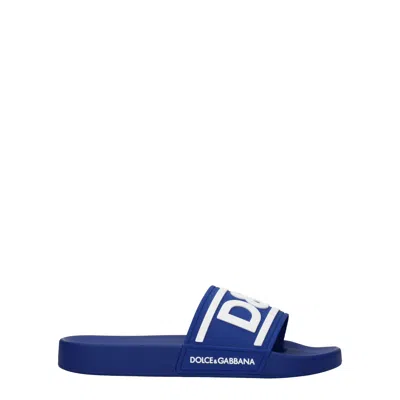 Dolce & Gabbana Dolce&gabbana Men's Slippers And Clogs Blue/white Rubber