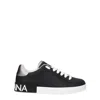 Dolce & Gabbana Portofino Sneakers In Black Leather With Silver Inserts Dolce E Gabbana In Black