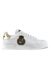 Dolce & Gabbana Portofino Sneakers In Calf Leather In White