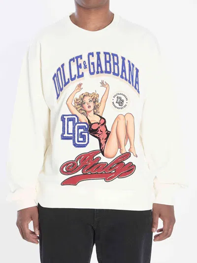 DOLCE & GABBANA DOLCE&GABBANA MEN SWEATSHIRT WITH PIN-UP PRINT
