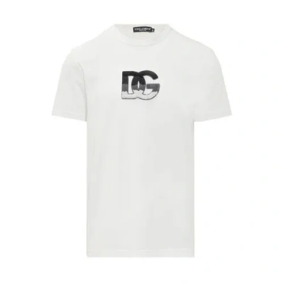 Pre-owned Dolce & Gabbana Dolce&gabbana Men White T-shirt 100% Cotton Embossed Logo Patch Short Sleeve Top