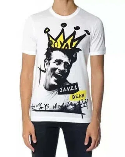 Pre-owned Dolce & Gabbana Dolce&gabbana Men White T-shirt 100% Cotton James Dean Short Sleeves Top It 44