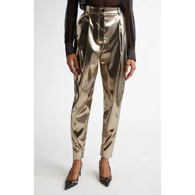 DOLCE & GABBANA DOLCE&GABBANA METALLIC PLEATED ANKLE PANTS