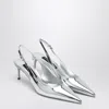 Dolce & Gabbana 60 Mirrored Leather Slingback Pumps In Silver