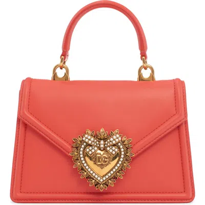Dolce & Gabbana Dolce&gabbana Mini Devotion Leather Top Handle Bag In Corallo