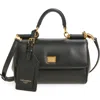 Dolce & Gabbana Medium Sicily Leather Handbag With Structured Design In Black