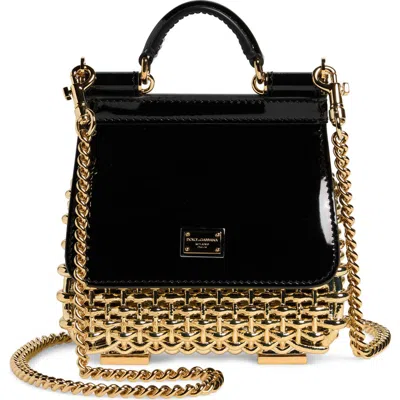 Dolce & Gabbana Dolce&gabbana Mini Sicily Box Cage Shoulder Bag In 87530 Gold/black