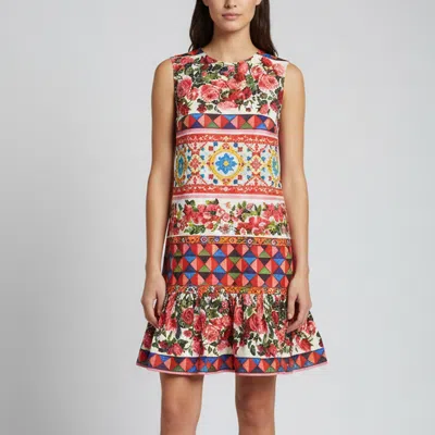 Pre-owned Dolce & Gabbana Dolce And Gabbana Multicolor Mambo Print Textured Cotton Mini Dress S