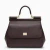 Dolce & Gabbana Medium Sicily Top Handle Bag In Dauphine Leather In Burgundy