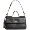Dolce & Gabbana Sicily Leather Top-handle Bag In Black