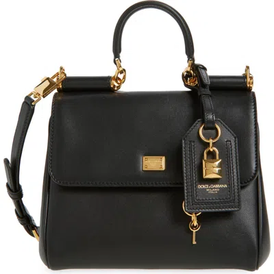 Dolce & Gabbana Dolce&gabbana My Sicily Plongé Leather Top Handle Bag In Black